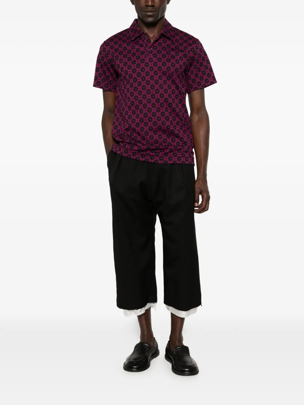 Comme des Garçons Homme Plus Poloshirt met geometrische print Paars