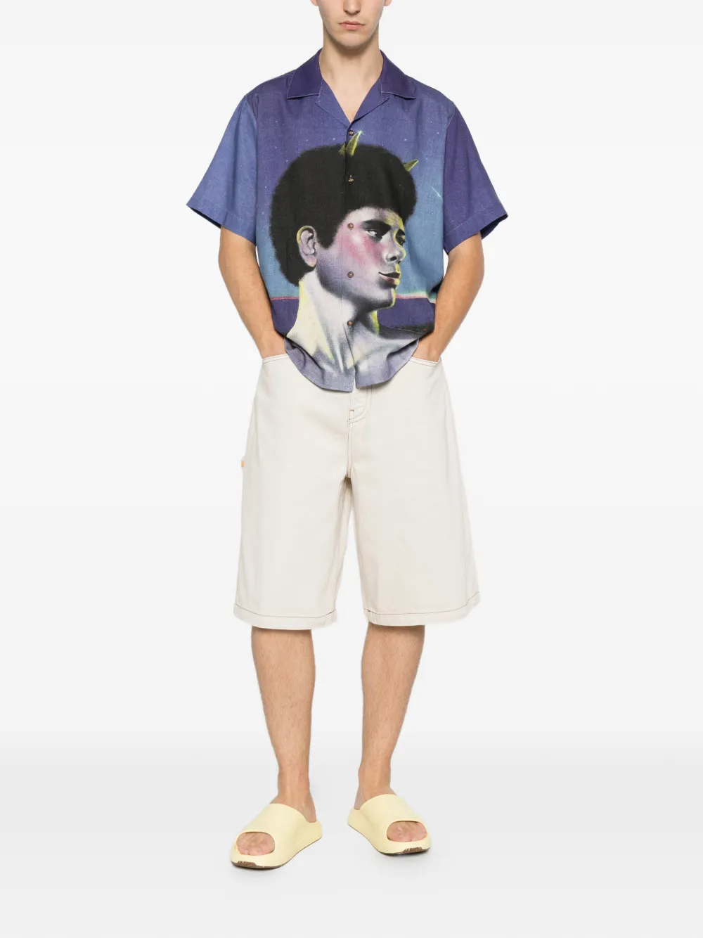 CARNE BOLLENTE Shirt met grafische print en korte mouwen Paars