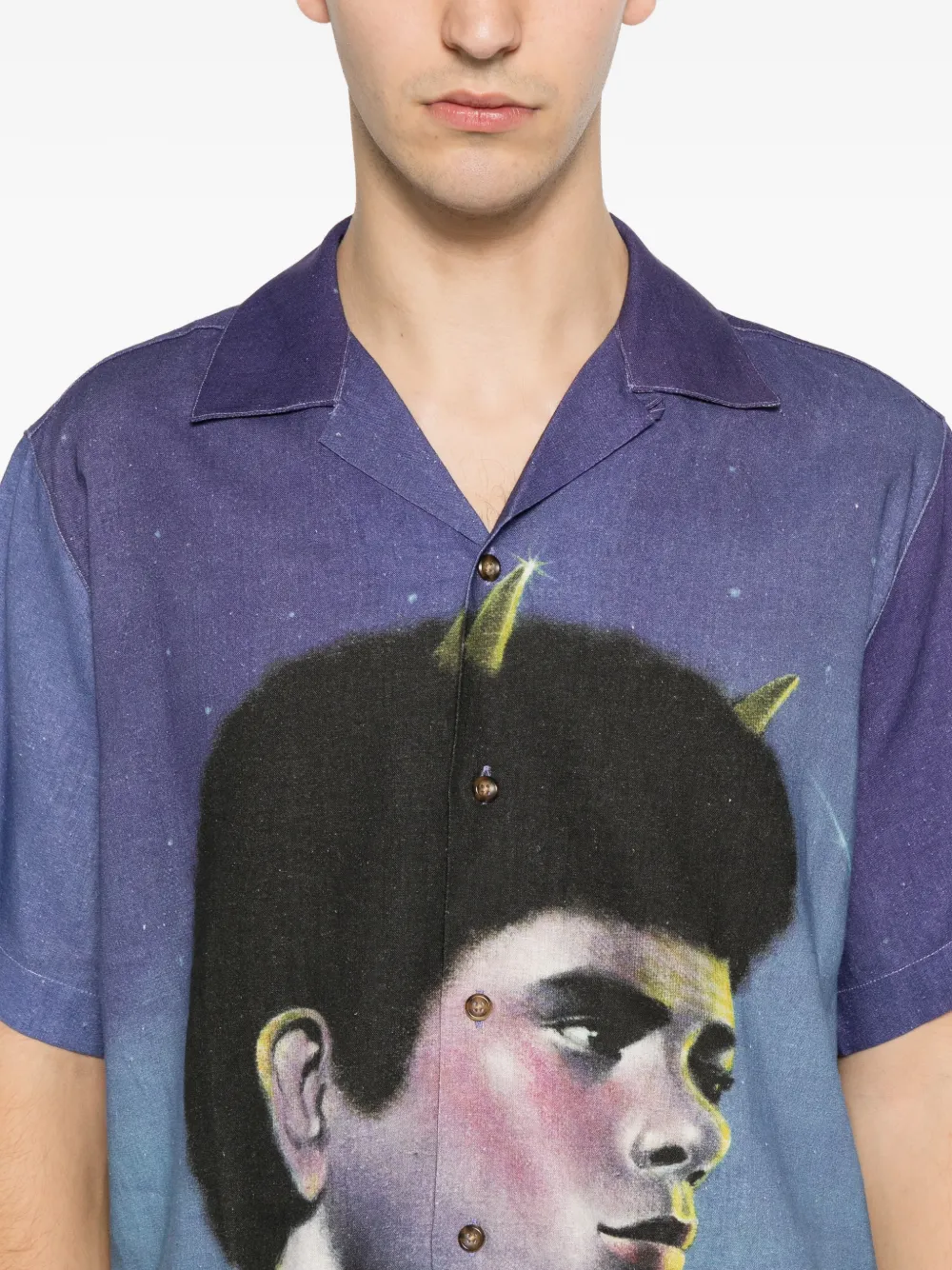 CARNE BOLLENTE Shirt met grafische print en korte mouwen Paars