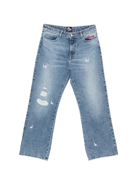 CARNE BOLLENTE distressed embroidered jeans