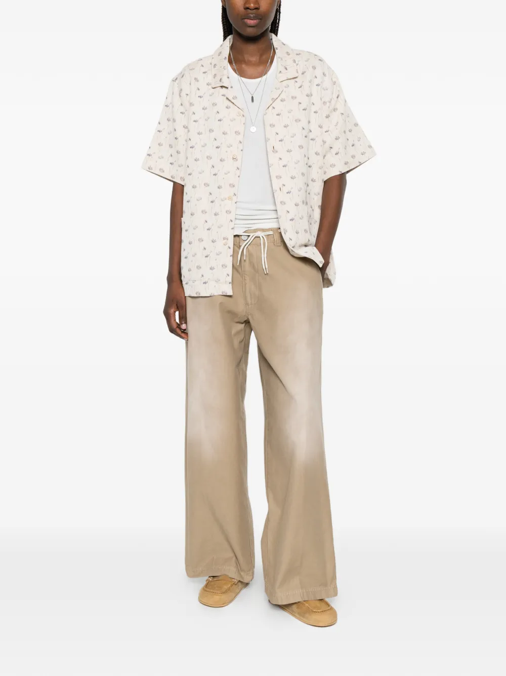 ERL Broek met riemlussen Beige