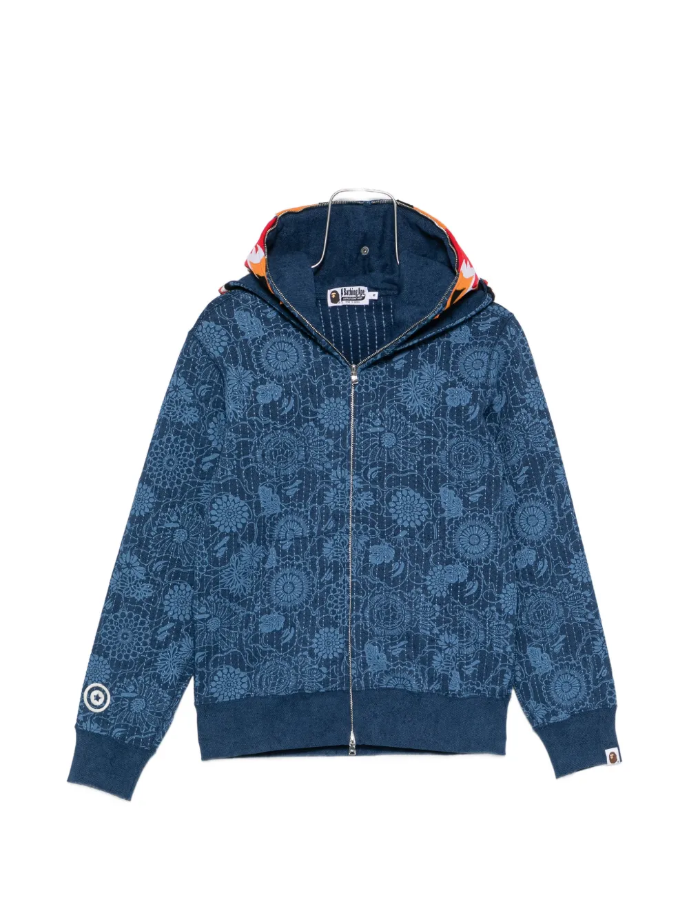 A BATHING APE® Shark floral-print hoodie - Blu