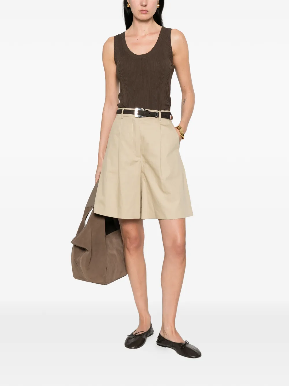  Weekend Max Mara Pleated Shorts - Neutrals 