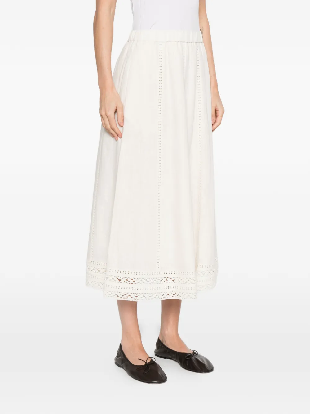  Weekend Max Mara Lace-trim Midi Kirt - Neutrals 