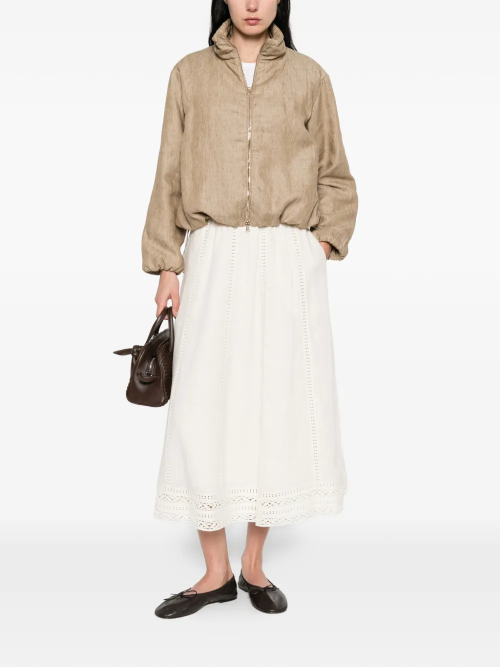  Weekend Max Mara Lace-trim Midi Kirt - Neutrals 