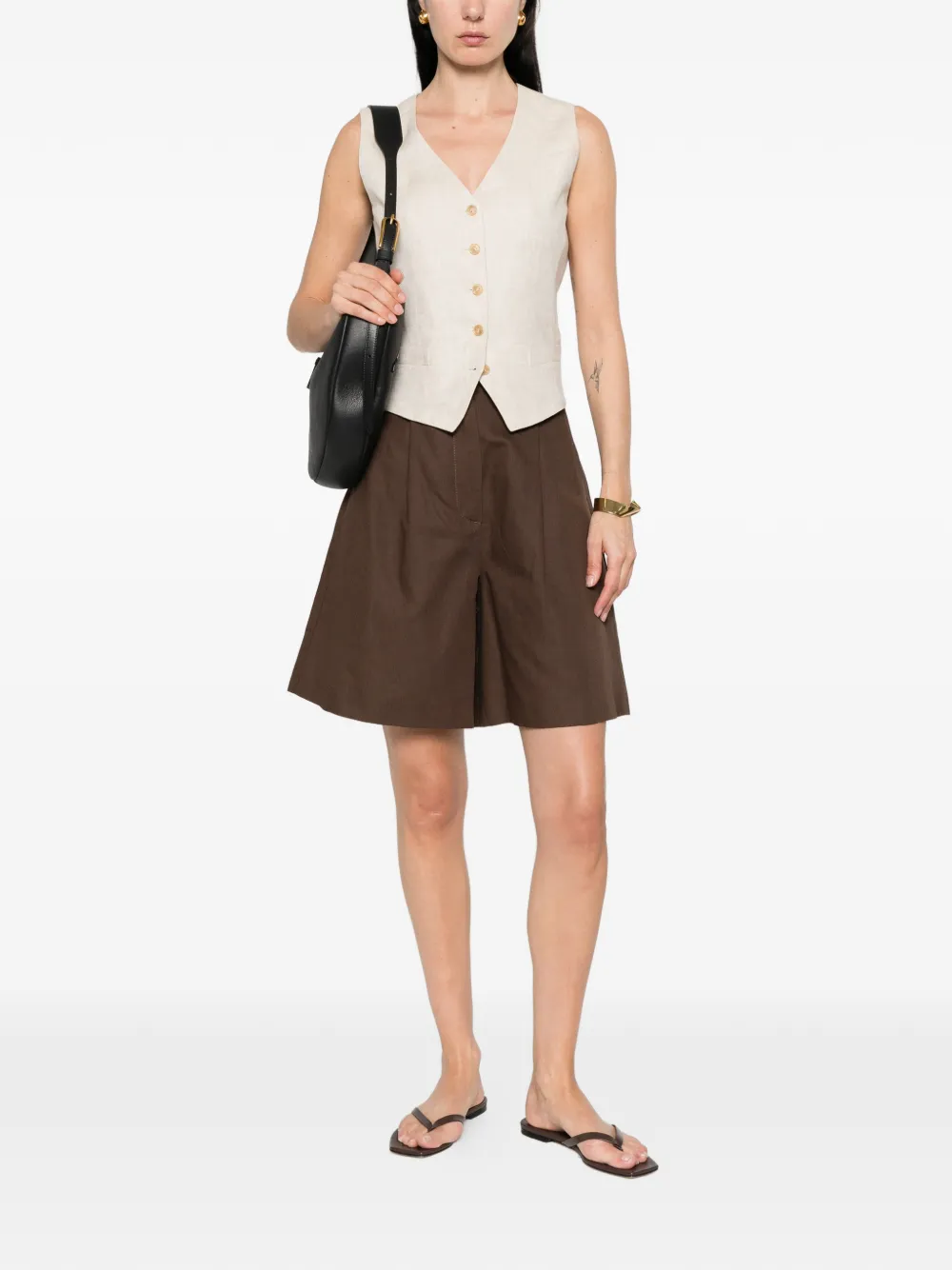  Weekend Max Mara Bermuda Con Pieghe - Marrone 