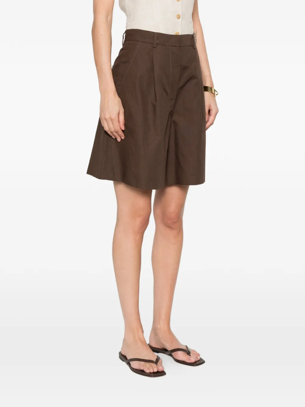 Weekend Max Mara Bermuda Con Pieghe - Marrone 