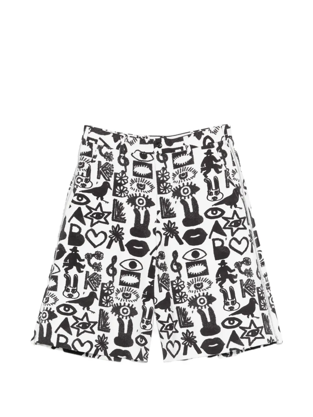 Comme Des Garçons Black patterned shorts - White