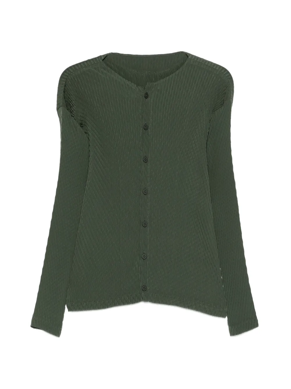 Issey Miyake pleated-effect cardigan - Verde