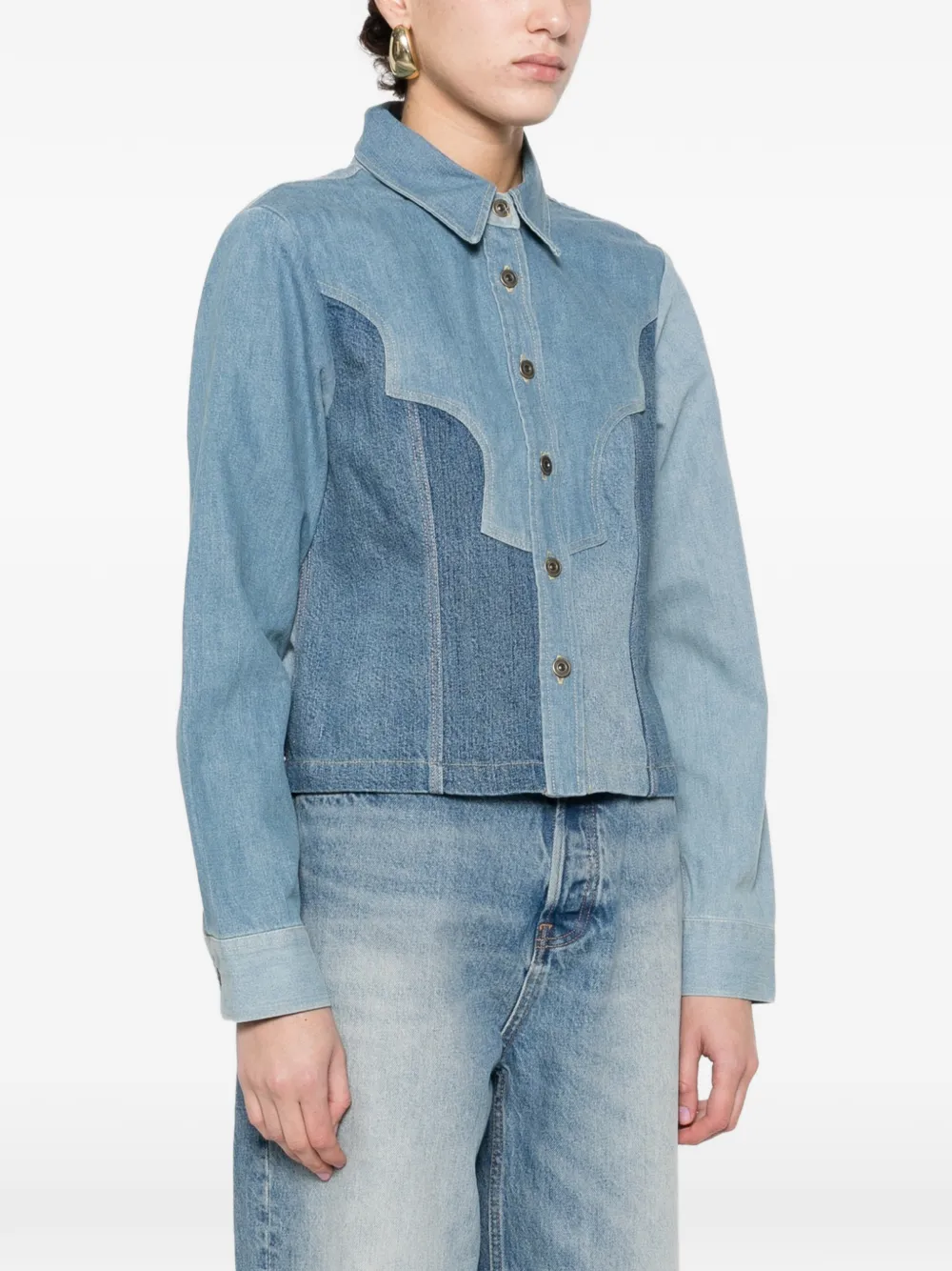  Levi's Patchwork Button-up Jacket - Blue 