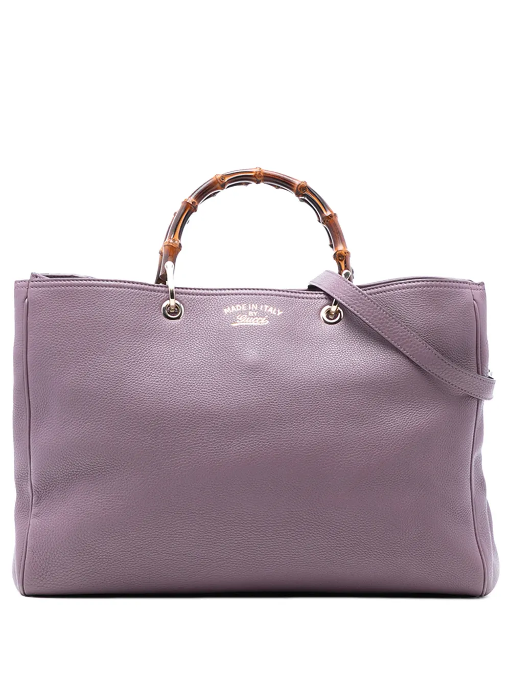 Gucci Pre-Owned Borsa shopper grande in pelle di vitello e bambù 2016-2025 - Viola