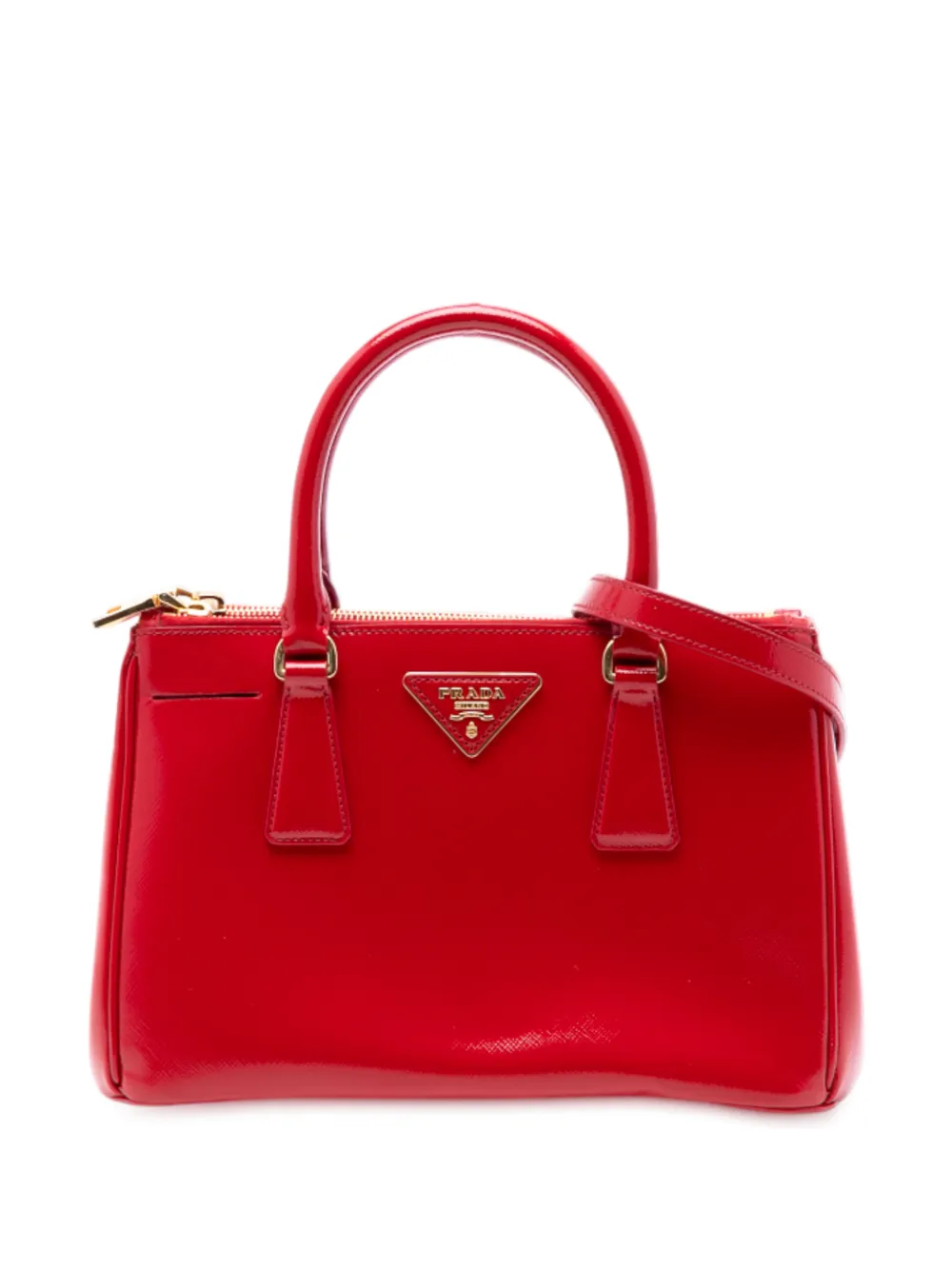 Prada Pre-Owned 2010-2025 Mini Saffiano Vernice Galleria Double Zip satchel - Rosso
