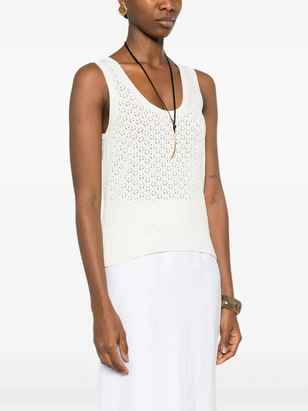  Bompard Pointelle Sleeveless Tank Top - Neutrals 