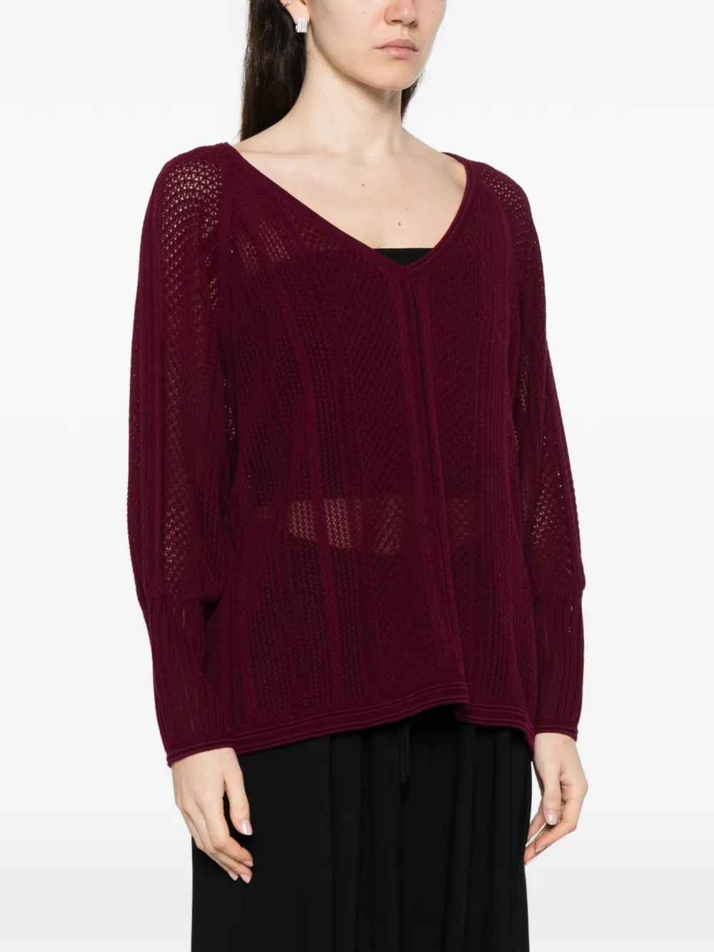  Bompard V-neck Long-sleeve Sweater - Red 