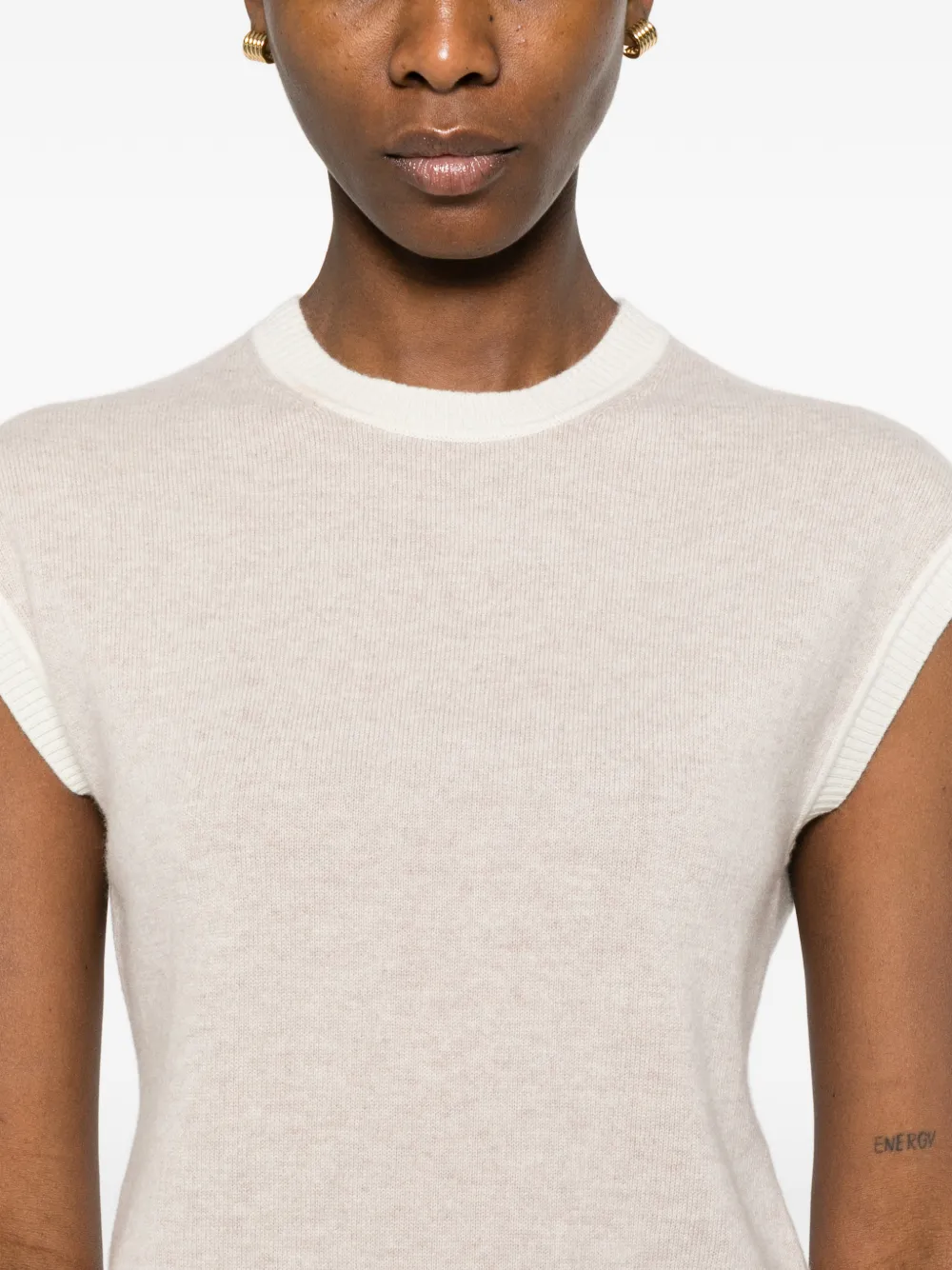 BOMPARD Spencer met contrasterende afwerking en korte mouwen Beige