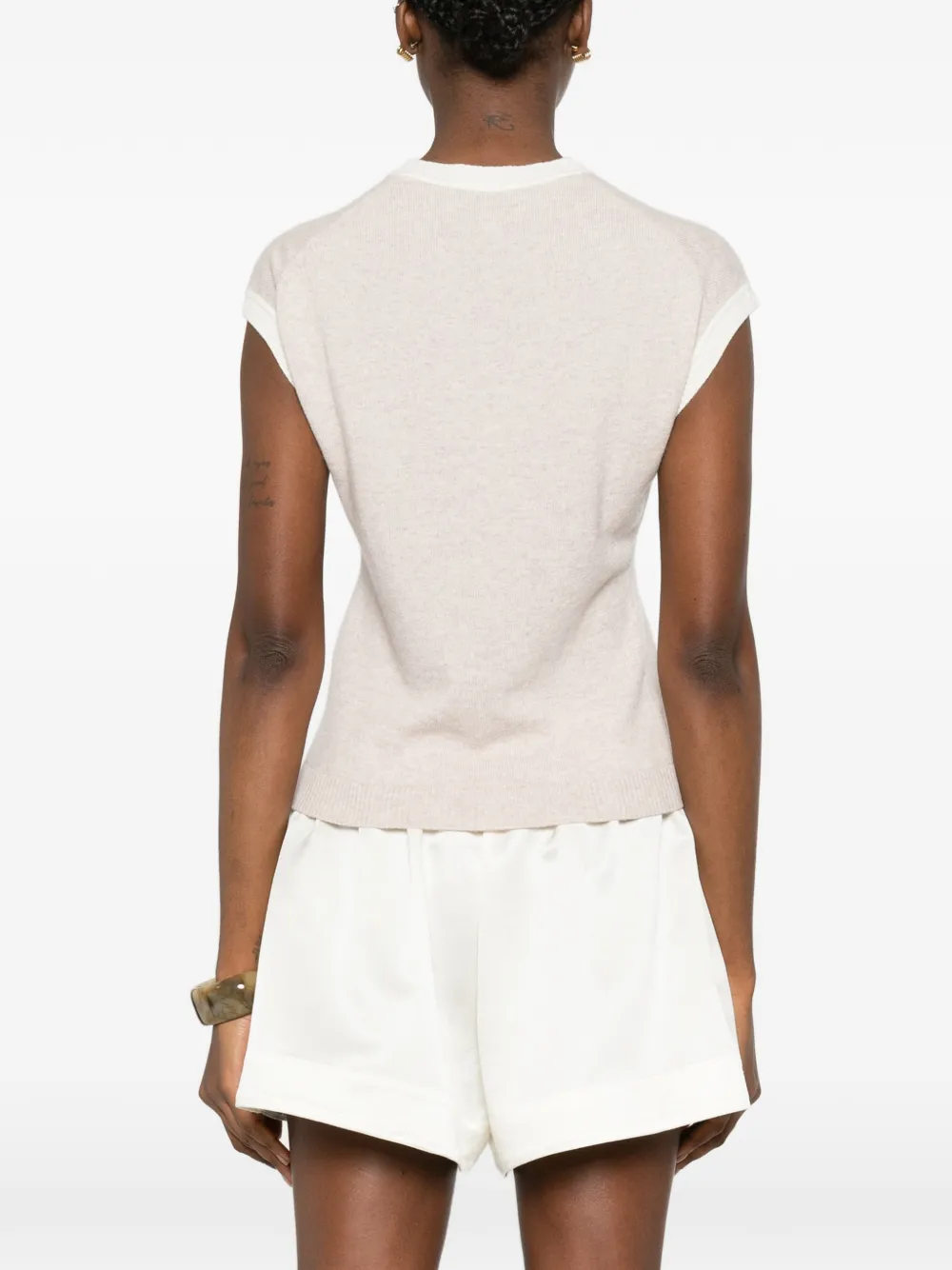 BOMPARD Spencer met contrasterende afwerking en korte mouwen Beige