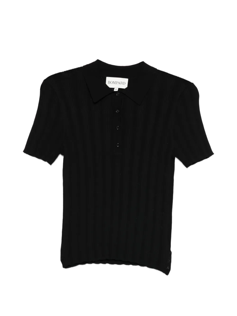 Bompard Ribbed Button-fastening Polo Top In Black