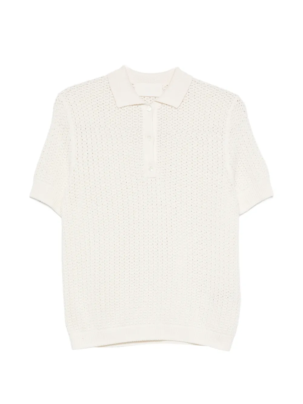 BOMPARD waffle pointelle polo shirt - Bianco