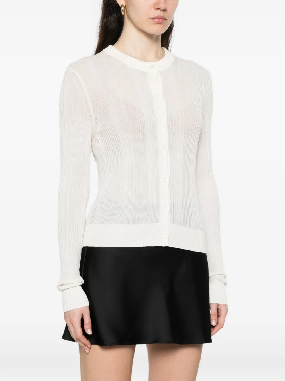  Bompard Ribbed Cardigan - Neutrals 
