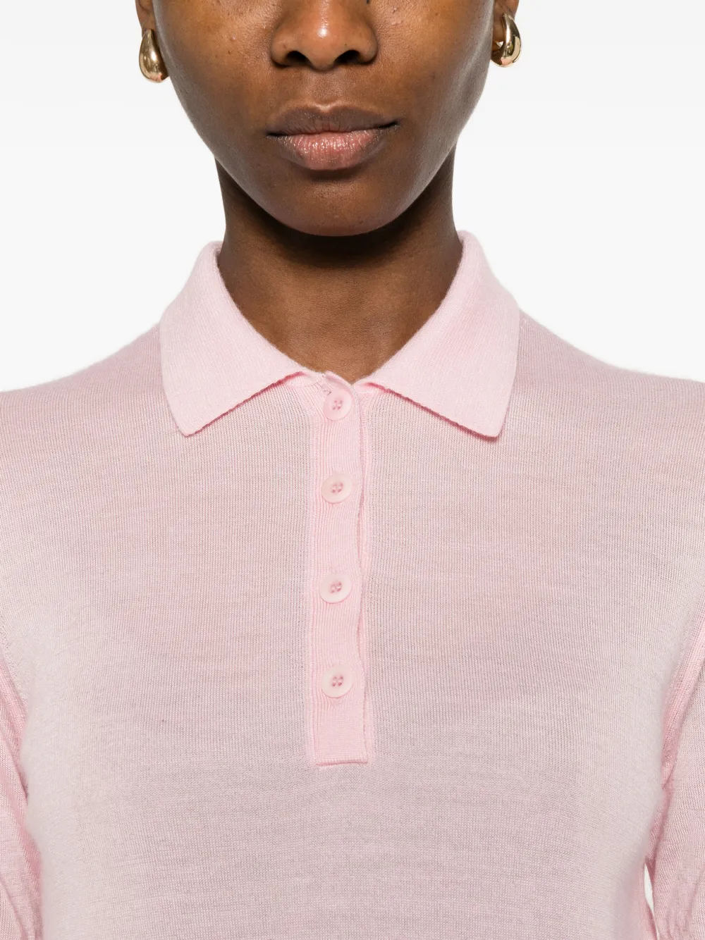 Buttoned Knitted Polo Top