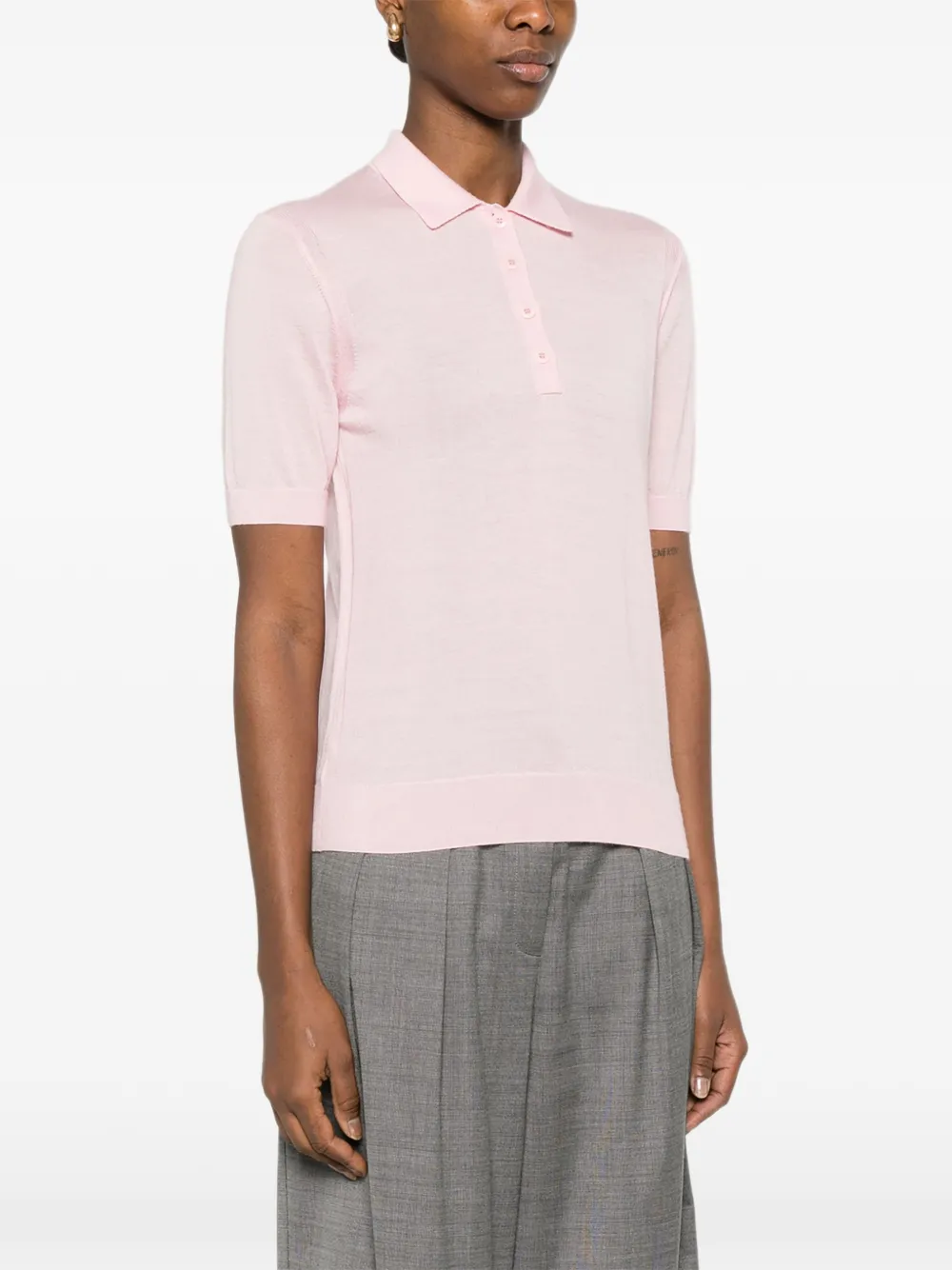 Buttoned Knitted Polo Top