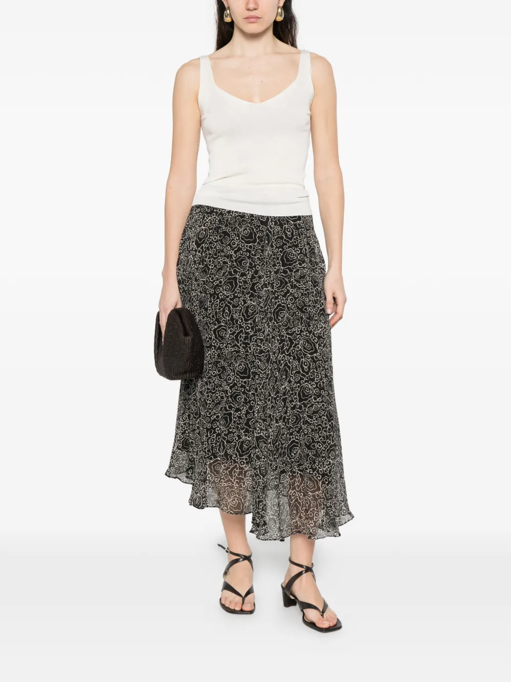  Bompard Ribbed V-neck Tank Top - Neutrals 