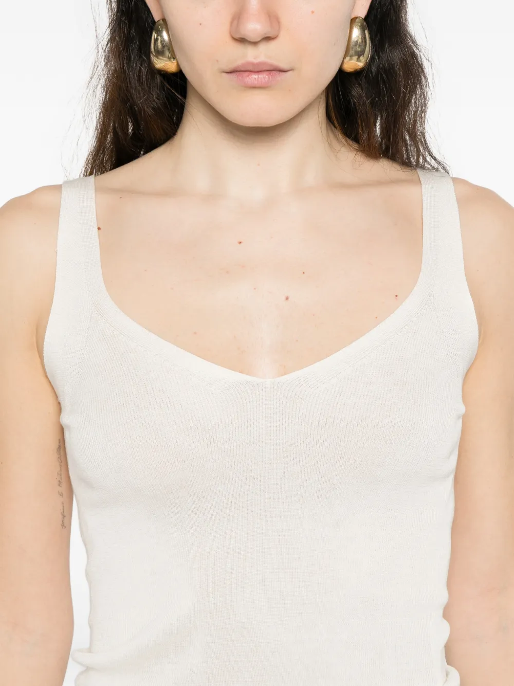 BOMPARD Geribbelde tanktop met V-hals Beige
