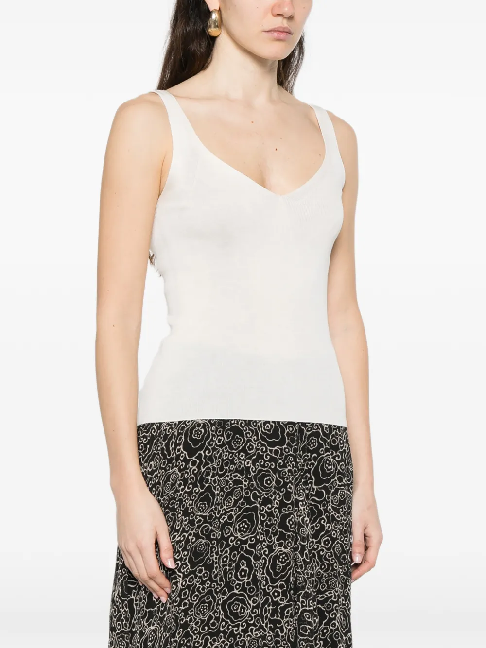  Bompard Ribbed V-neck Tank Top - Neutrals 