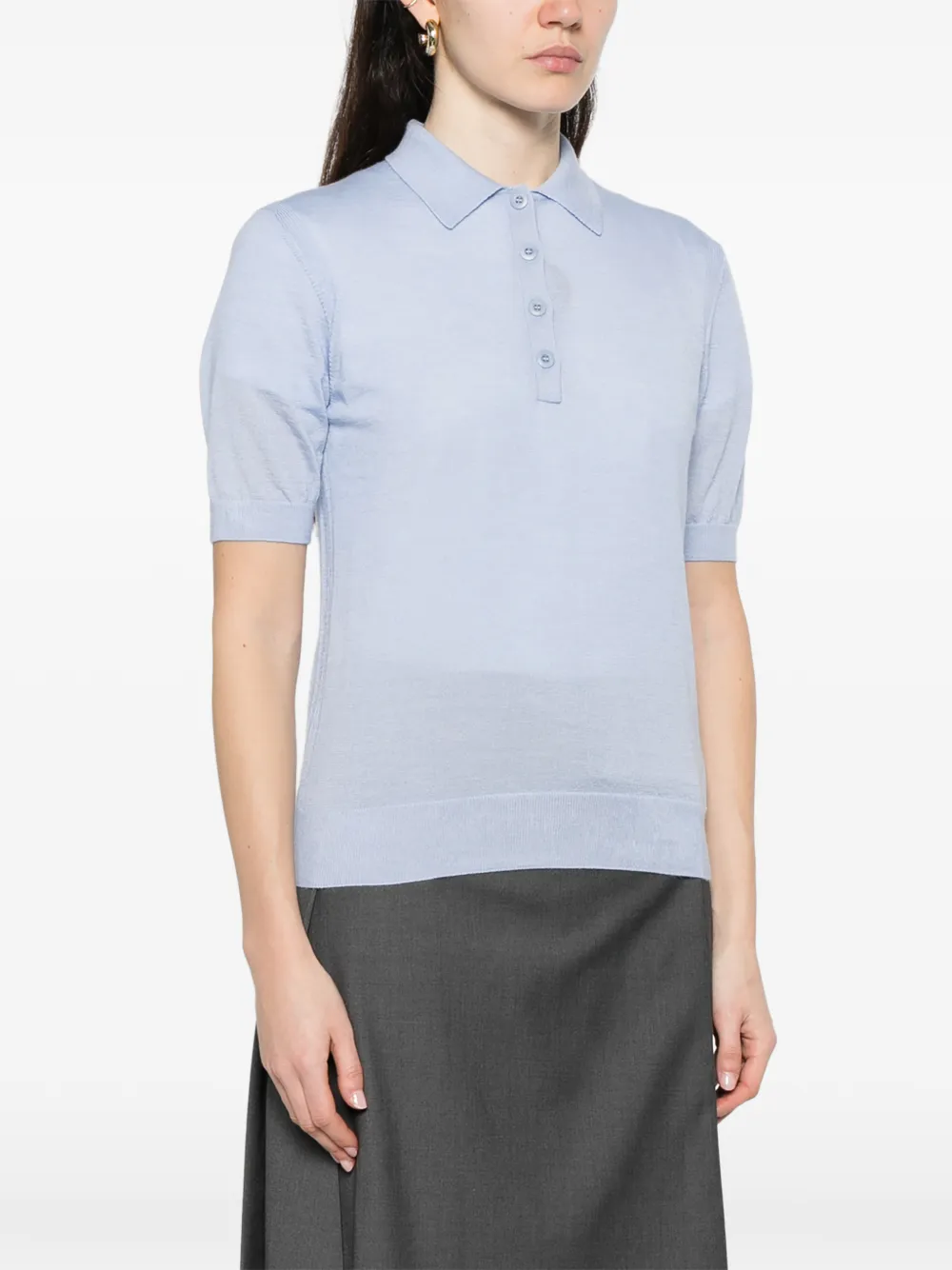  Bompard Buttoned Short-sleeve Polo Top - Blue 