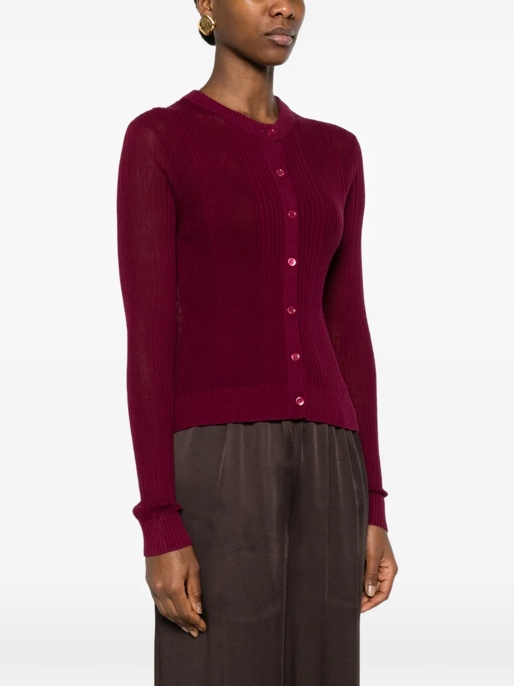  Bompard Ribbed Sheer Cardigan - Red 