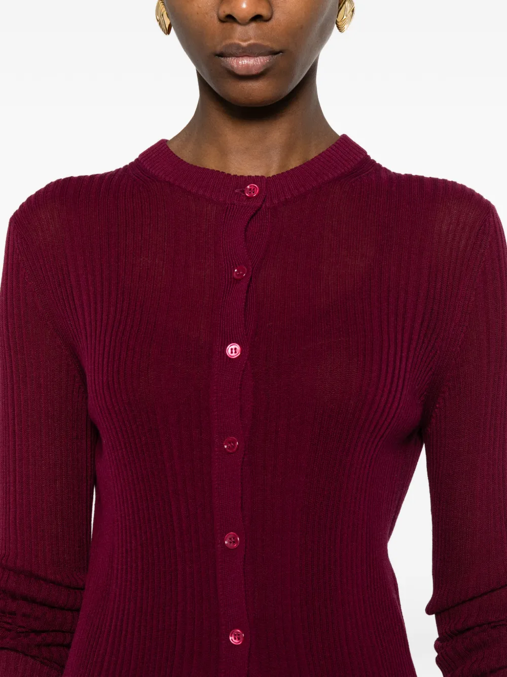 BOMPARD Geribbeld doorzichtig vest Rood