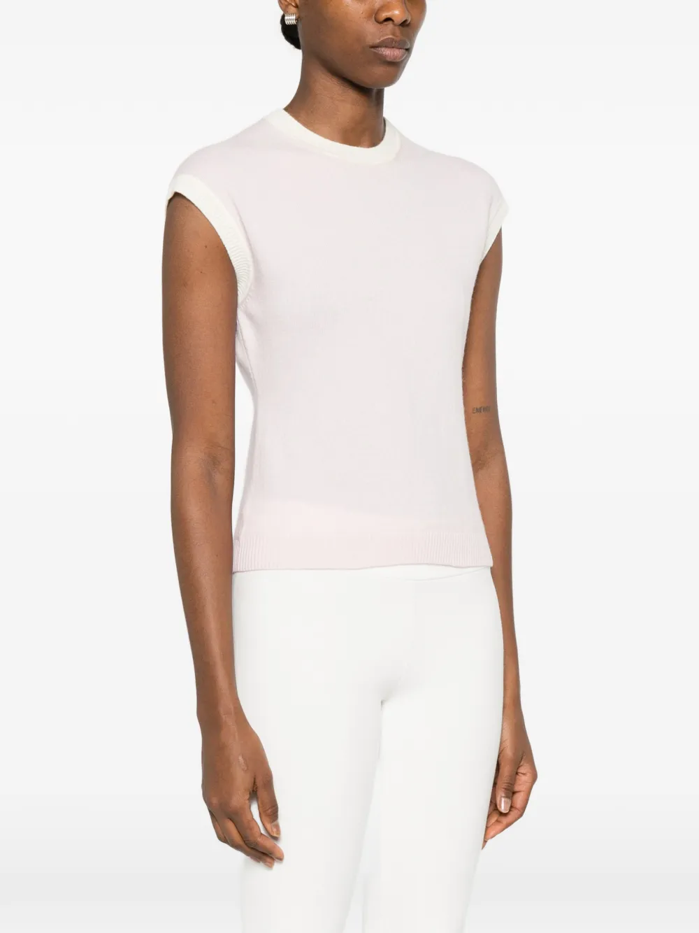  Bompard Contrasting-trim Short-sleeve Vest - Pink 