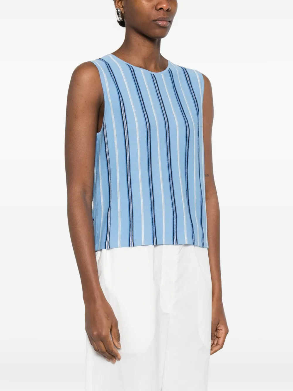  Bompard Striped Sleeveless Top - Blue 