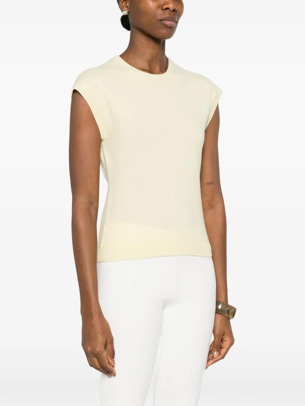  Bompard Ribbed Short-sleeved Sweater - Yellow 