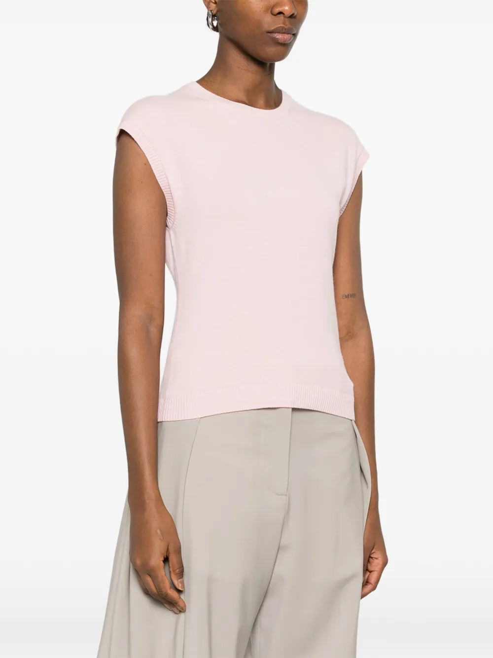  Bompard Ribbed Sleeveless Top - Pink 