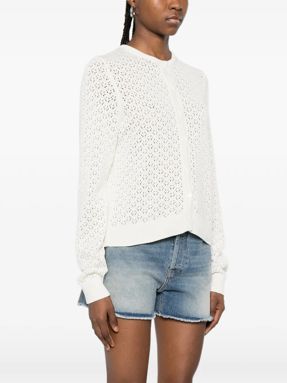  Bompard Pointelle Button Cardigan - Neutrals 