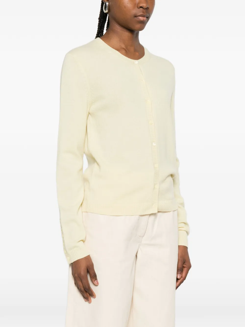  Bompard Buttoned Round-neck Cardigan - Yellow 