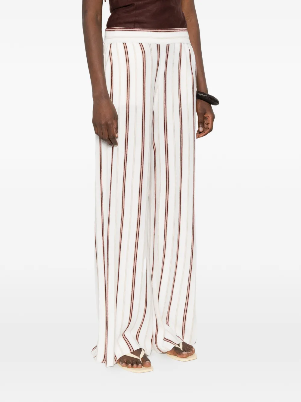 Bompard Striped Palazzo Pants - White 