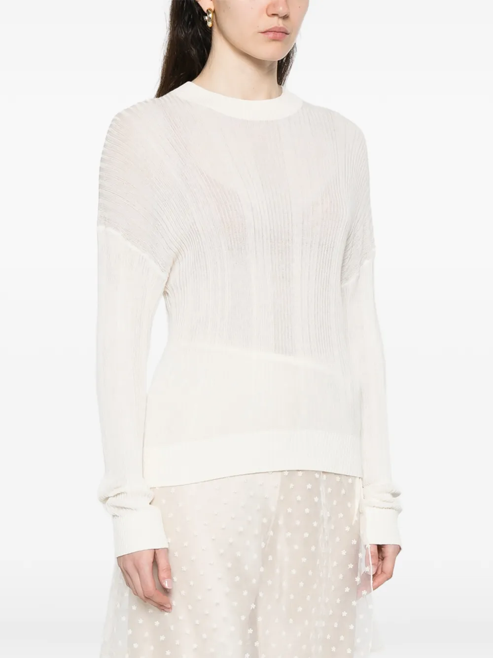  Bompard Ribbed Round-neck Sweater - Neutrals 