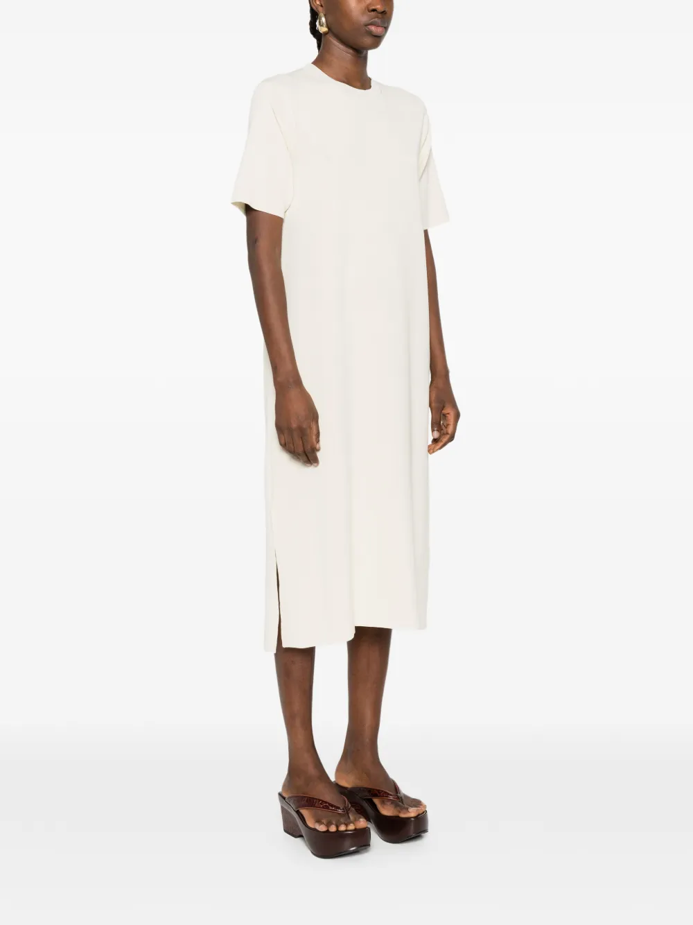  Bompard Crew-neck Short-sleeves Midi Dress - Neutrals 