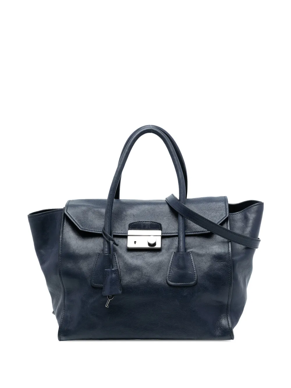 Prada Pre-Owned 2010-2025 Glace Calf Sound Lock satchel - Blu