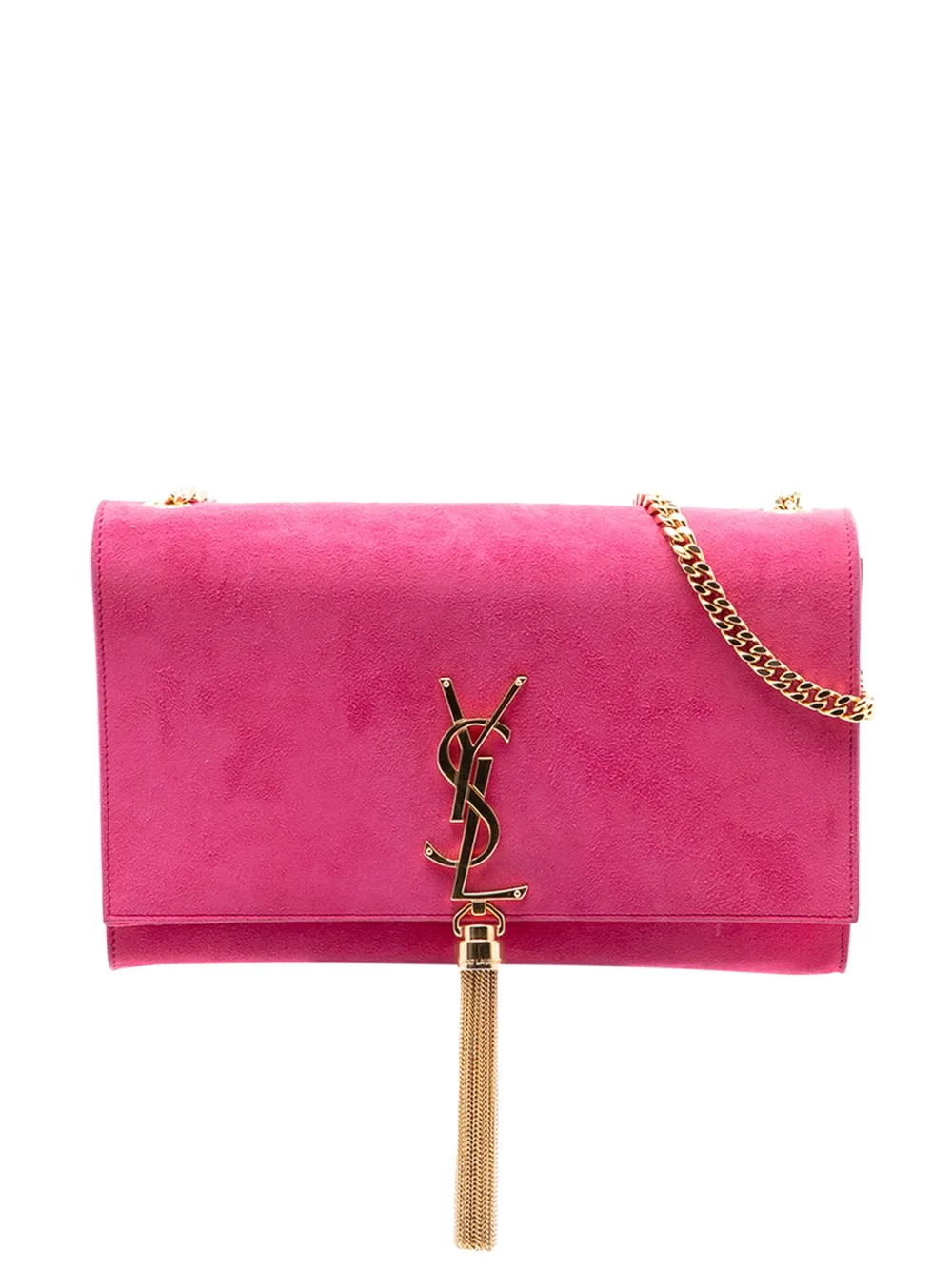 Saint Laurent Pre-Owned 2015 Medium Suede Monogram Kate Tassel crossbody bag - Rosa