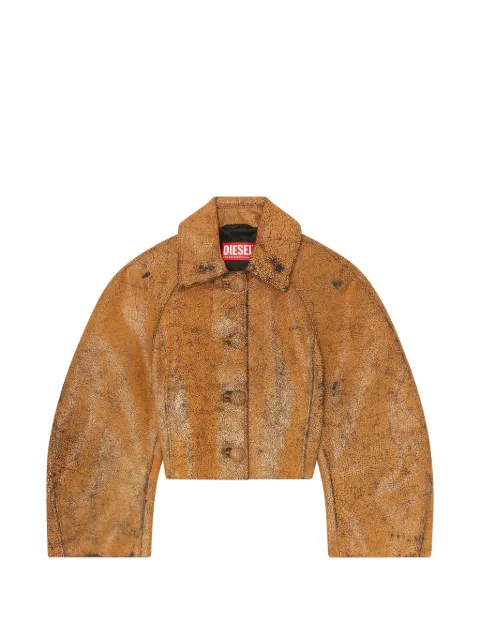 Diesel L-Raya cocoon-sleeve cropped leather jacket