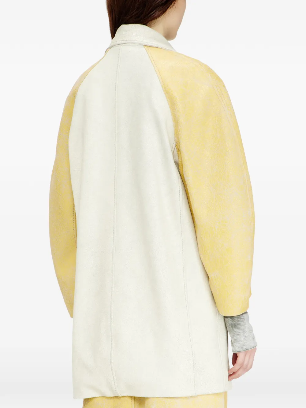 Diesel Sailorjas met cocon mouwen van gebarsten leer Beige