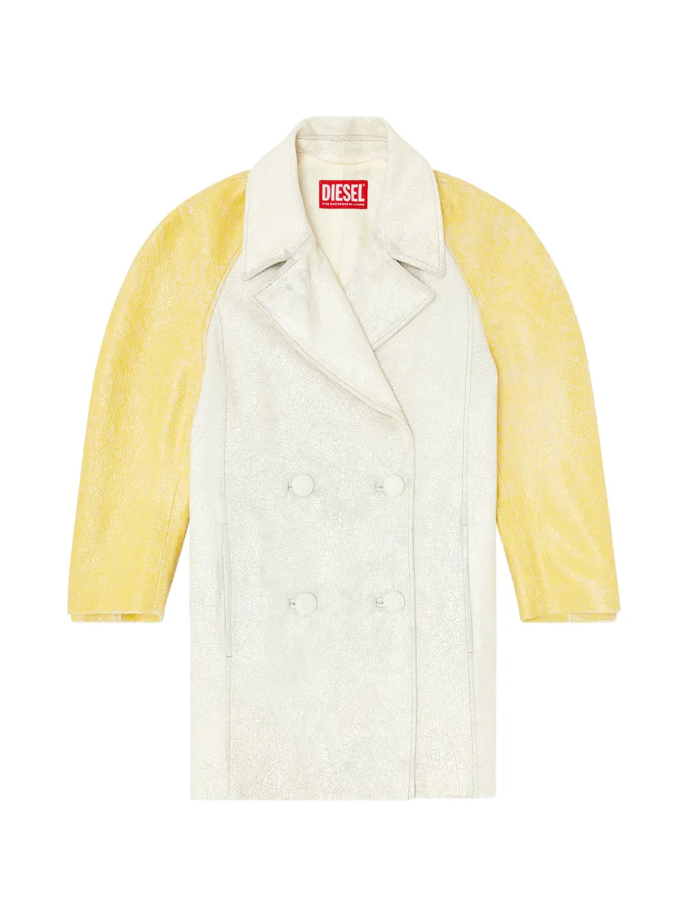 Diesel L-UPIN cocoon-sleeve double-breasted leather jacket - Nude