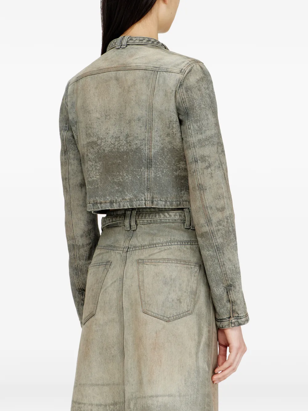 Diesel De-Saphix-Fsi1 cropped denim jack Grijs