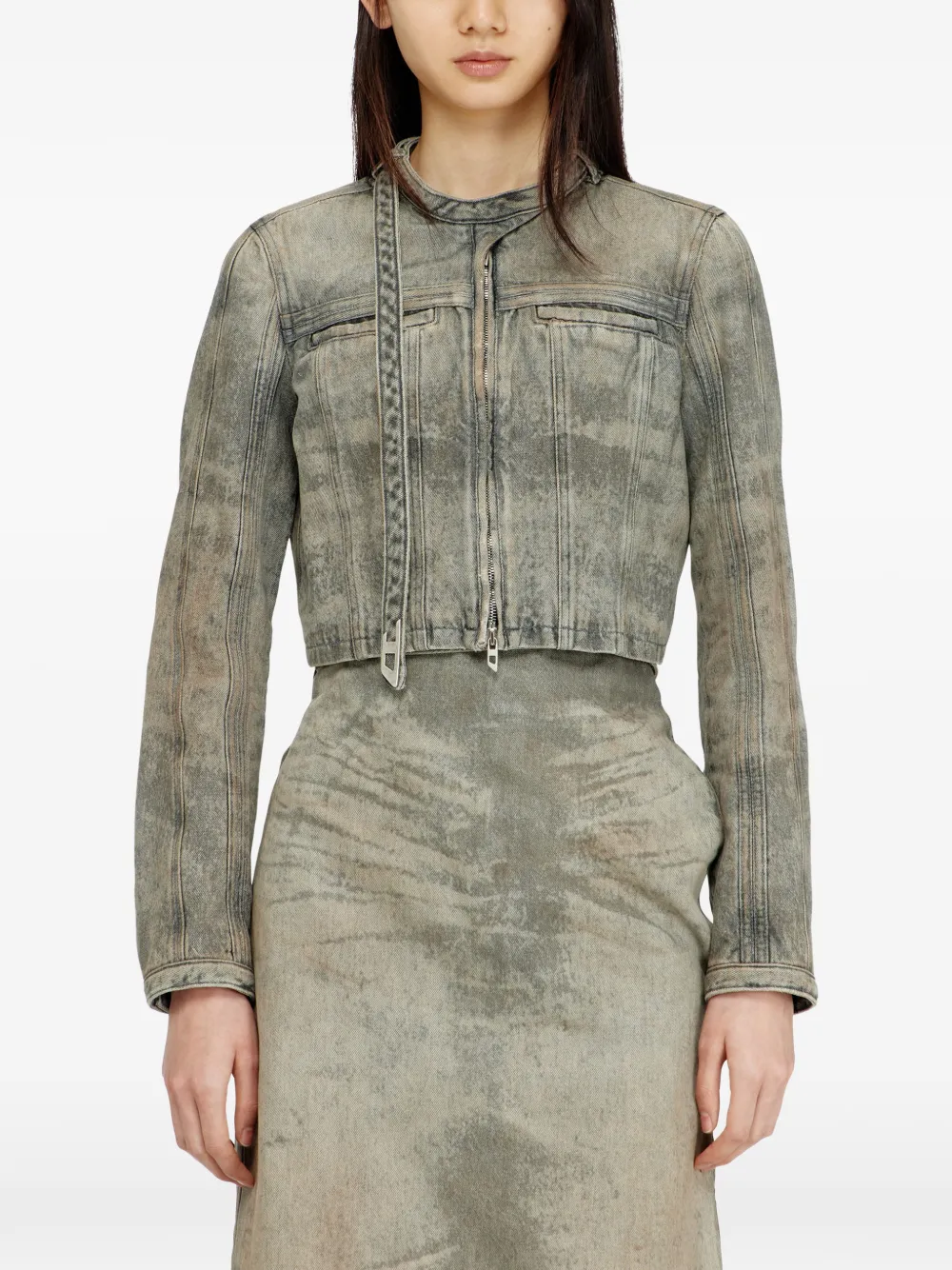  Diesel De-saphix-fsi1 Cropped Denim Jacket - Grey 