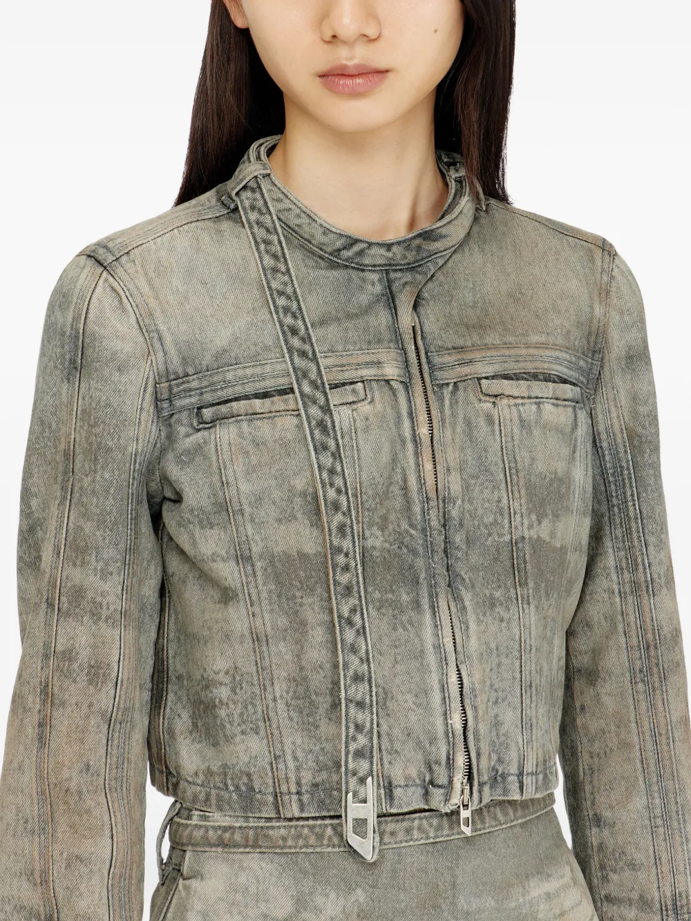 Diesel De-Saphix-Fsi1 cropped denim jack Grijs