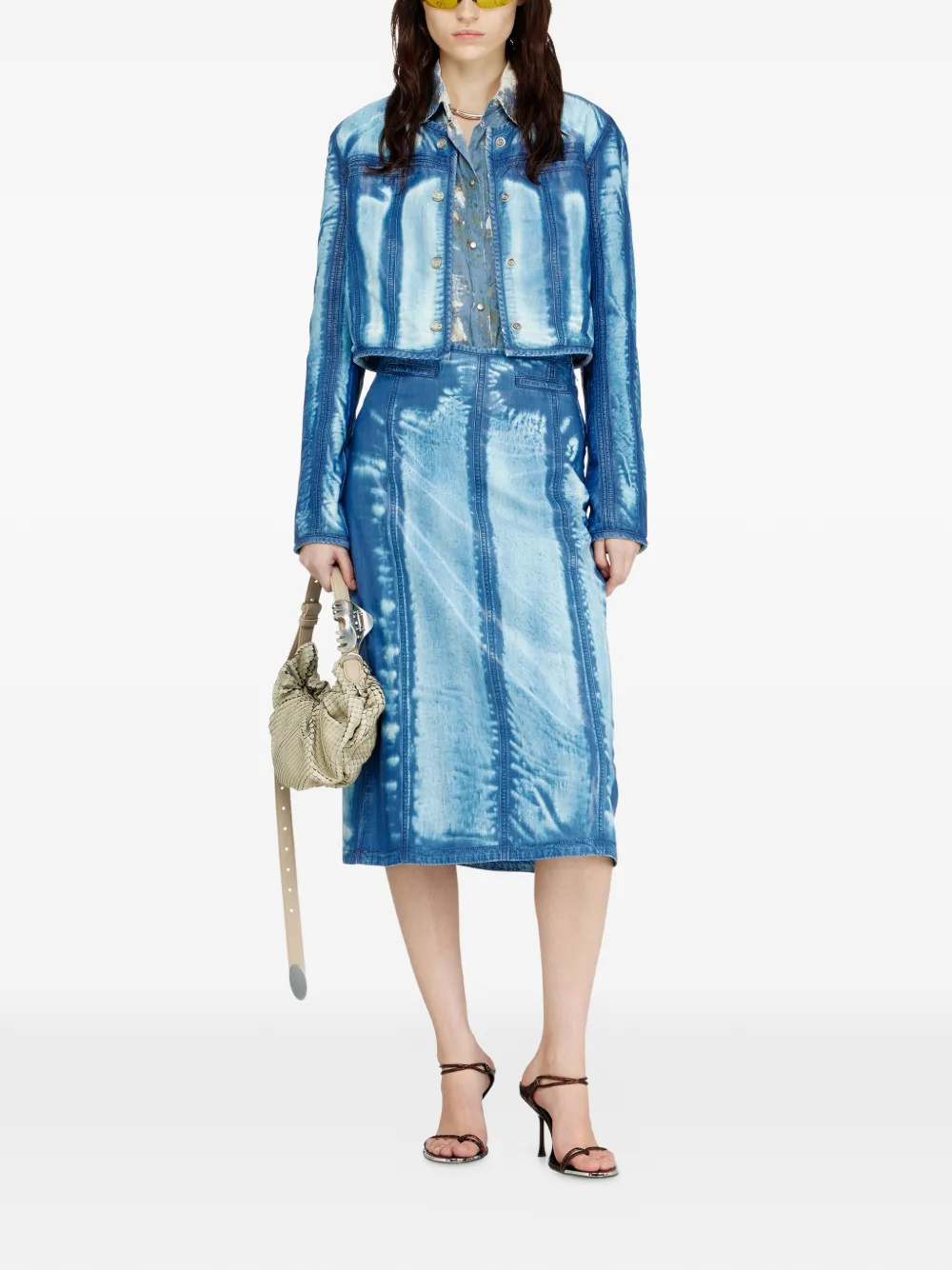 Diesel Midi-rok van X-Ray lyocell denim Blauw