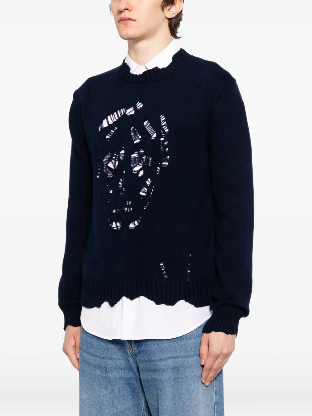  Alexander Mcqueen Pull à Effet Usé - Bleu 
